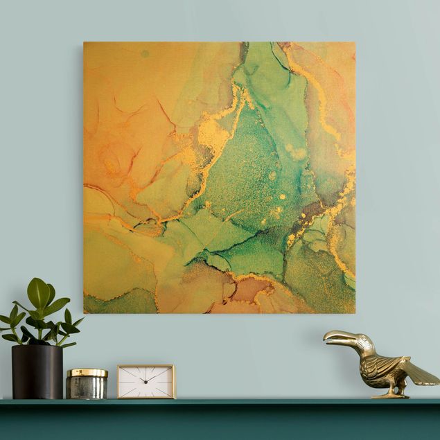 quadros decorativos para sala modernos Watercolour Pastel Colourful With Gold