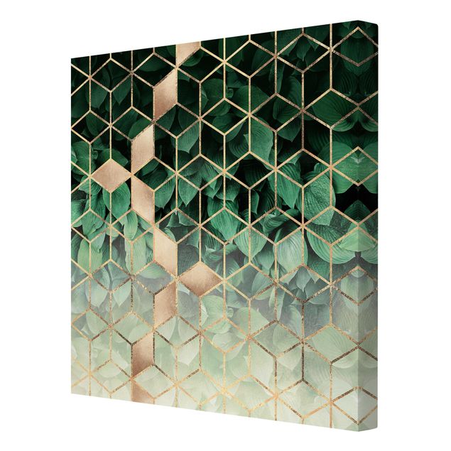 Quadros de Elisabeth Fredriksson Green Leaves Golden Geometry