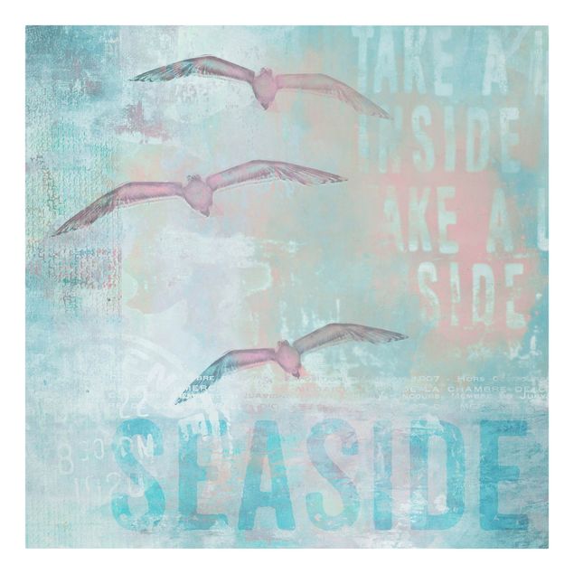 Telas decorativas frases Shabby Chic Collage - Seagulls