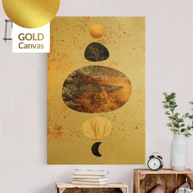 decoraçao para parede de cozinha Sun And Moon In Golden Glory