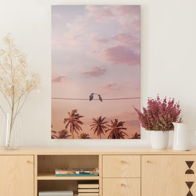 decoraçao para parede de cozinha Sunset With Hummingbird