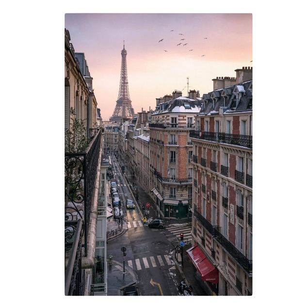 Telas decorativas cidades e paisagens urbanas The Eiffel Tower In The Setting Sun