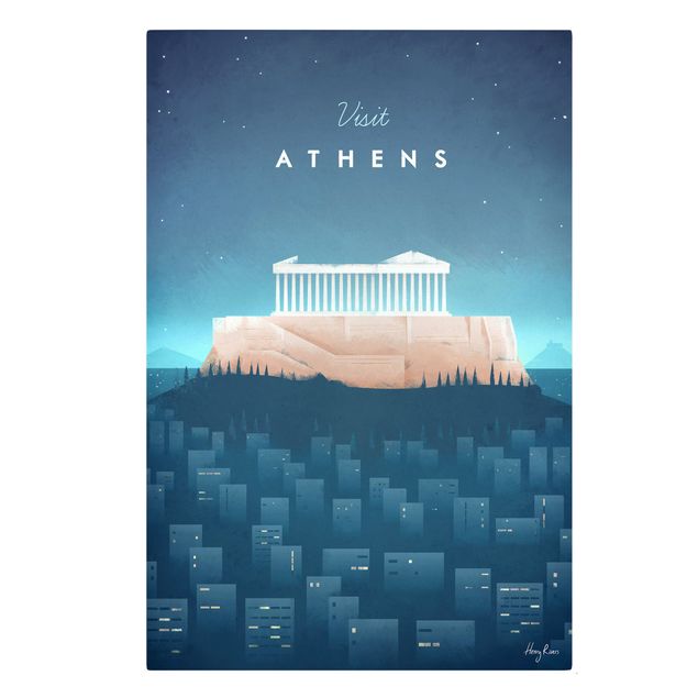 quadro azul Travel Poster - Athens