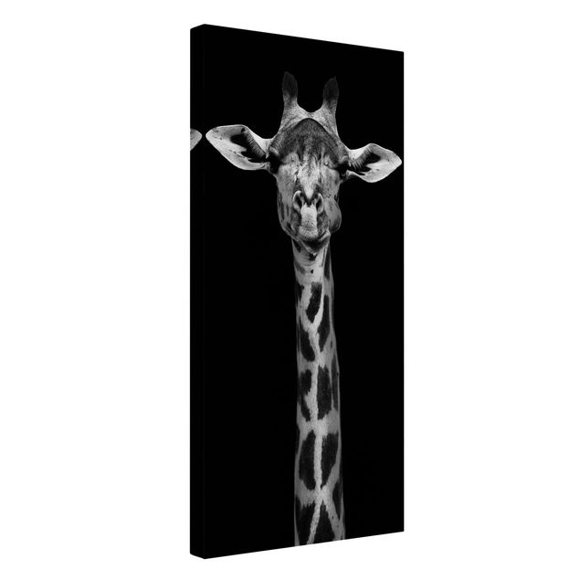 Telas decorativas em preto e branco Dark Giraffe Portrait