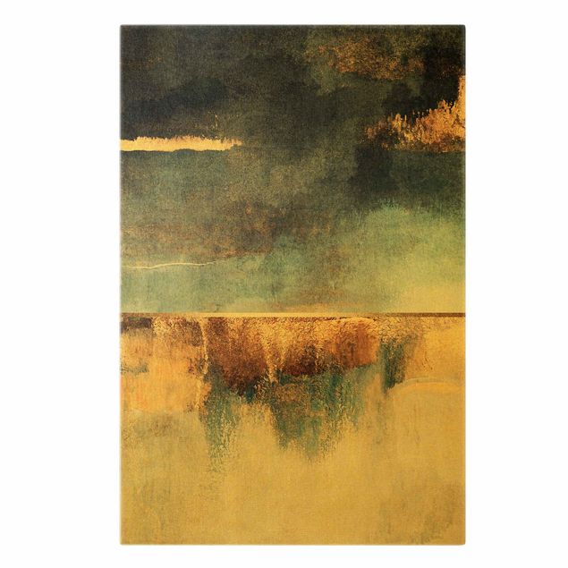 Quadros de Elisabeth Fredriksson Abstract Lakeshore In Gold
