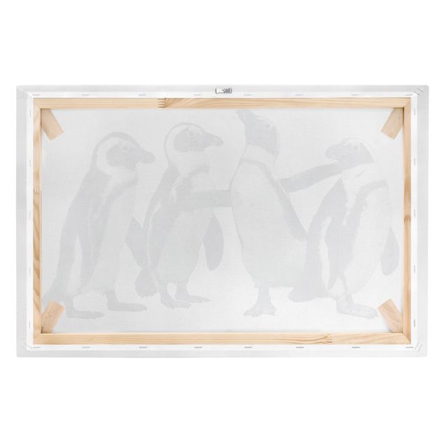 quadros preto e branco para decoração Illustration Penguins Black And White Watercolour