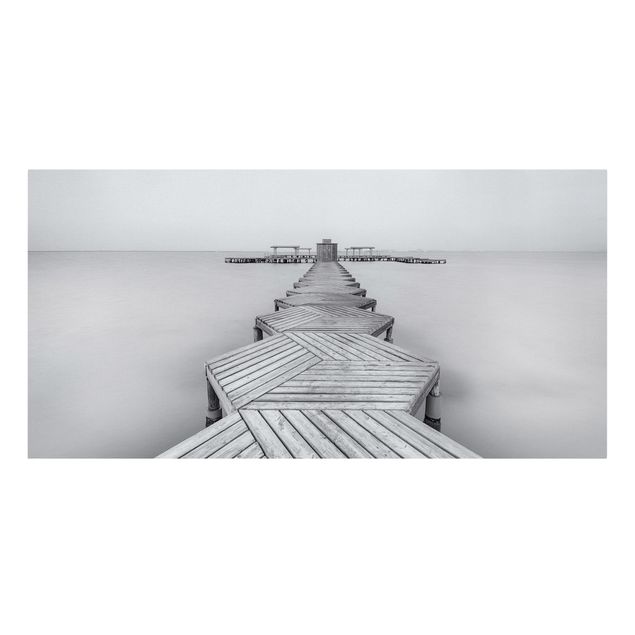 Telas decorativas paisagens Wooden Pier In Black And White