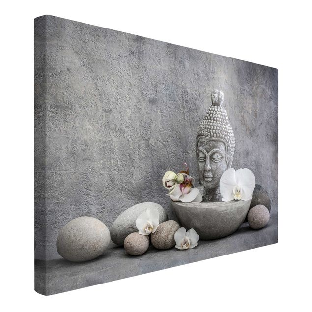 Telas decorativas réplicas de quadros famosos Zen Buddha, Orchid And Stone