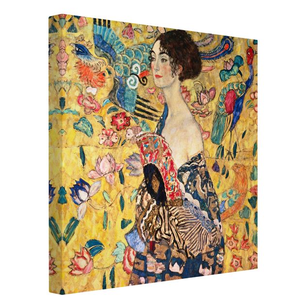 Telas decorativas réplicas de quadros famosos Gustav Klimt - Lady With Fan