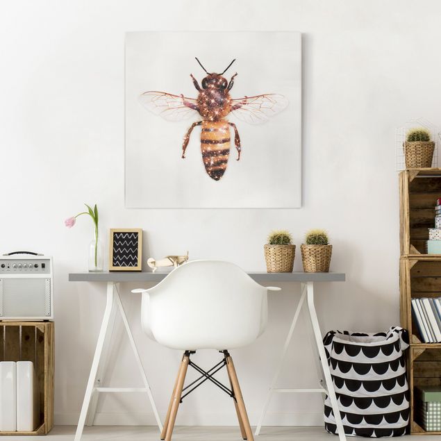 Telas decorativas réplicas de quadros famosos Bee With Glitter