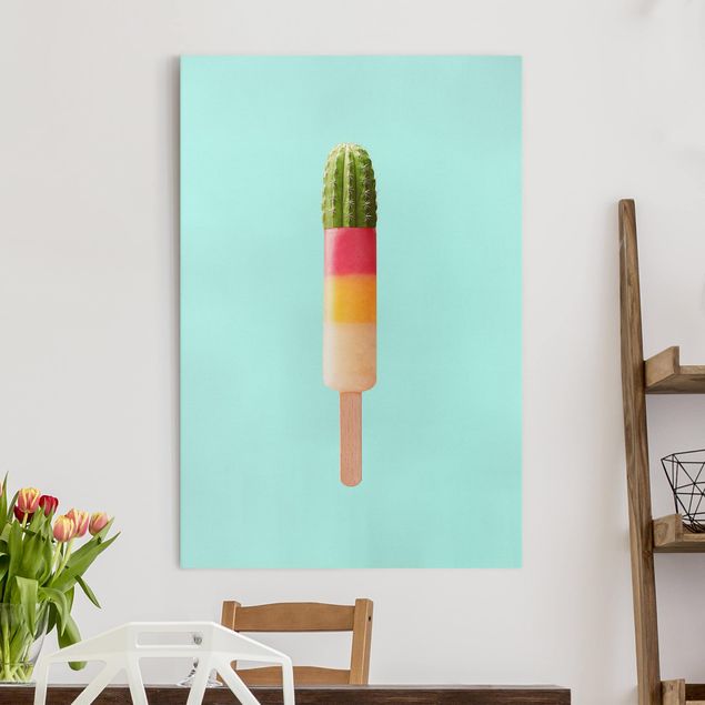 decoraçao para parede de cozinha Popsicle With Cactus