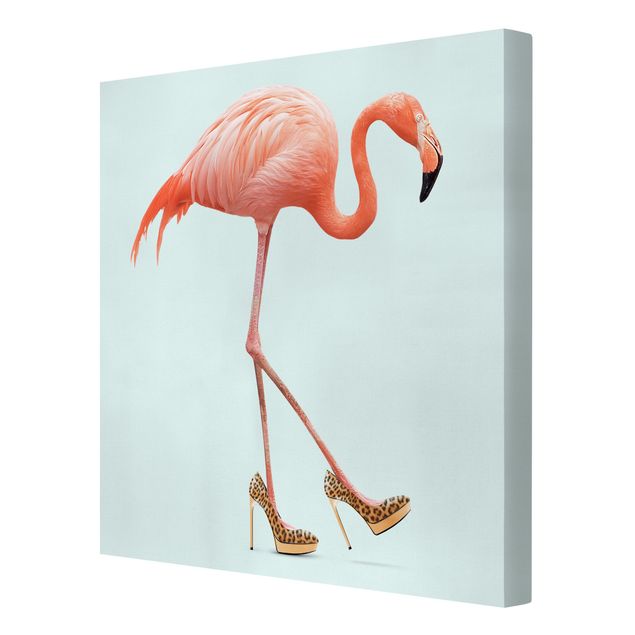Quadros laranjas Flamingo With High Heels