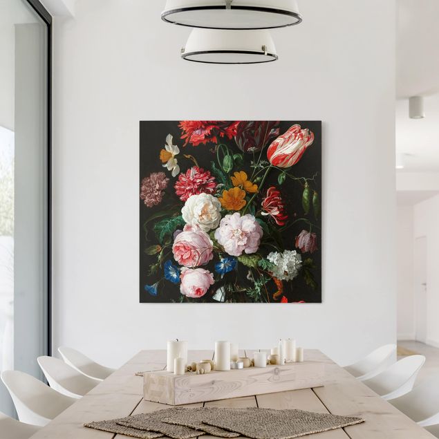 Telas decorativas flores Jan Davidsz De Heem - Still Life With Flowers In A Glass Vase