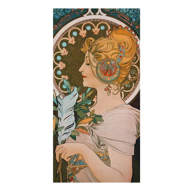 Telas decorativas padrões Alfons Mucha - The Feather