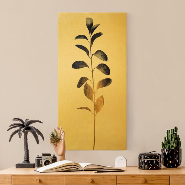 Quadros florais Graphical Plant World - Gold And Grey