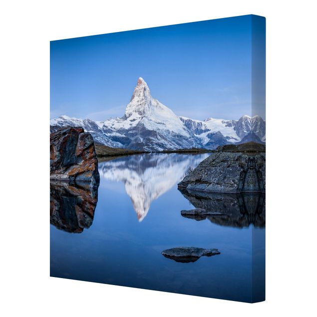 Telas decorativas paisagens Stellisee Lake In Front Of The Matterhorn