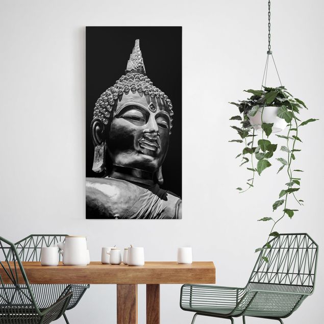 Telas decorativas réplicas de quadros famosos Buddha Statue Face