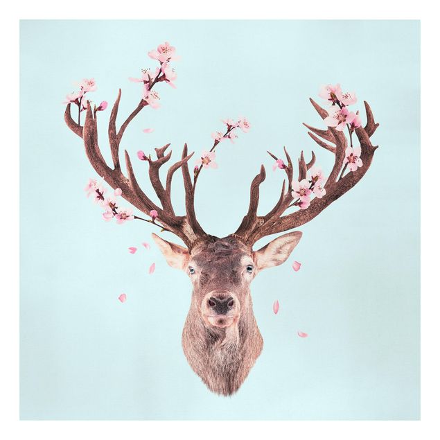 quadro com flores Deer With Cherry Blossoms
