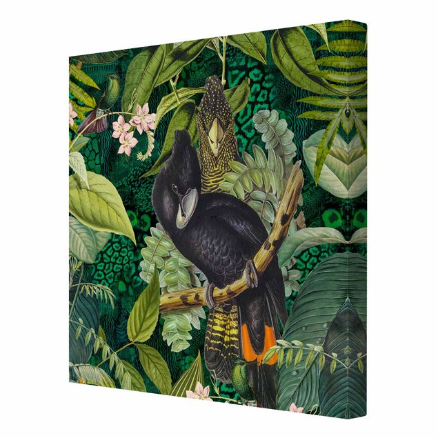 quadros flores Colourful Collage - Cockatoos In The Jungle