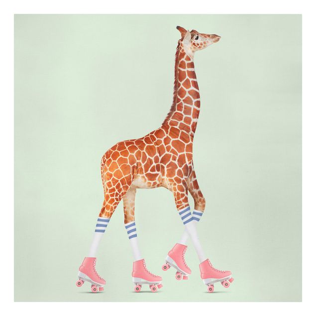 Telas decorativas réplicas de quadros famosos Giraffe With Roller Skates