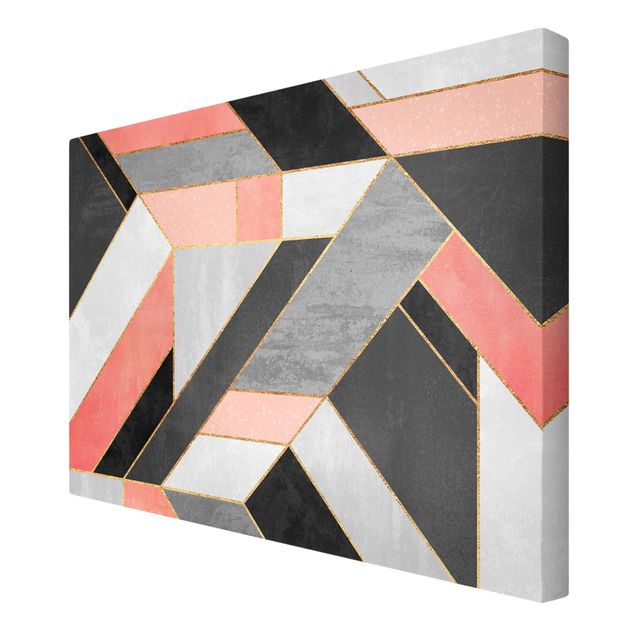 Quadros rosas Geometry Pink And Gold