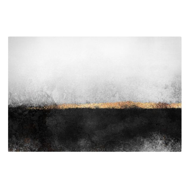 Quadros preto e branco Abstract Golden Horizon Black And White