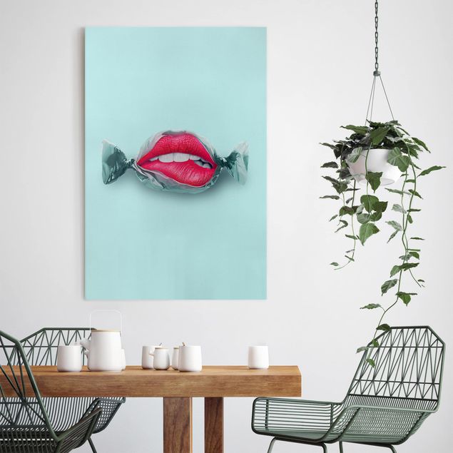 Telas decorativas réplicas de quadros famosos Candy With Lips
