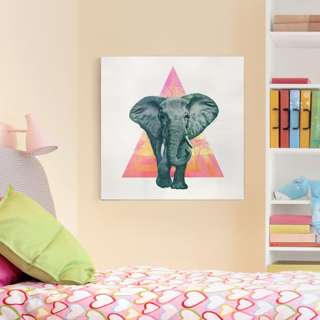 Telas decorativas elefantes Illustration Elephant Front Triangle Painting