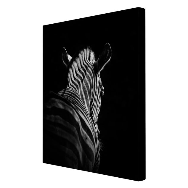 quadros decorativos para sala modernos Dark Zebra Silhouette