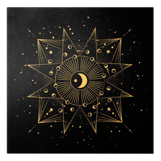 Quadros pretos Astrology Moon Magic Black