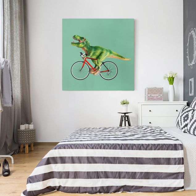 Telas decorativas réplicas de quadros famosos Dinosaur With Bicycle