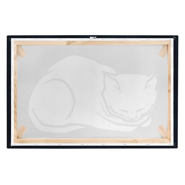 quadros preto e branco para decoração Sleeping Cat Illustration