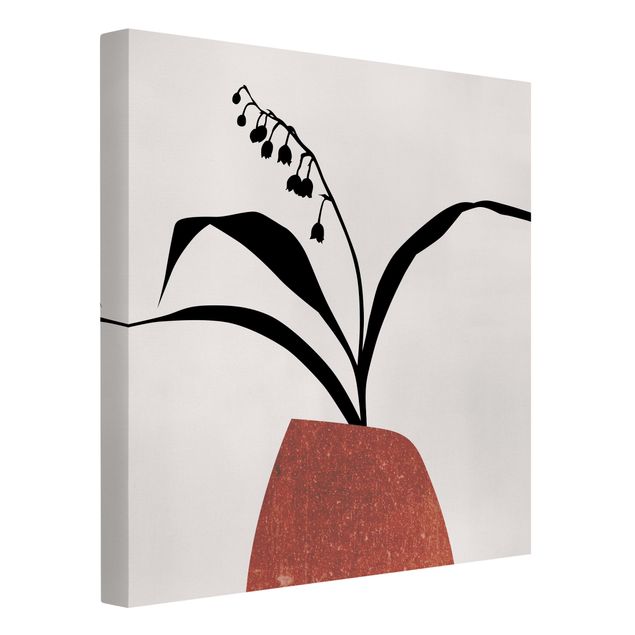 Telas decorativas em preto e branco Graphical Plant World - Lily Of The Valley