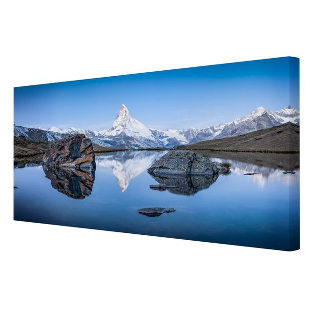 Telas decorativas paisagens Stellisee Lake In Front Of The Matterhorn