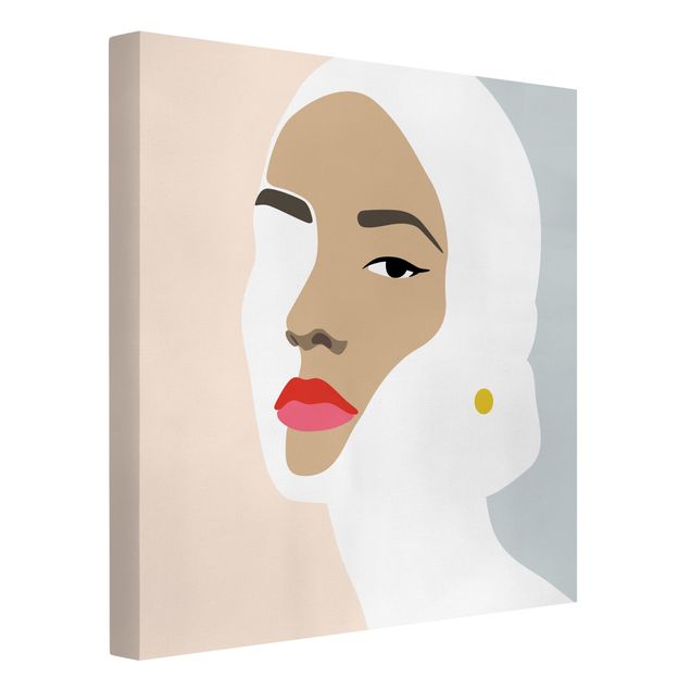 Quadros famosos Line Art Portrait Woman Pastel Grey