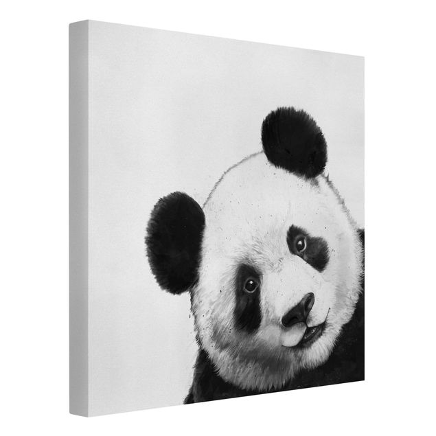 Telas decorativas réplicas de quadros famosos Illustration Panda Black And White Drawing