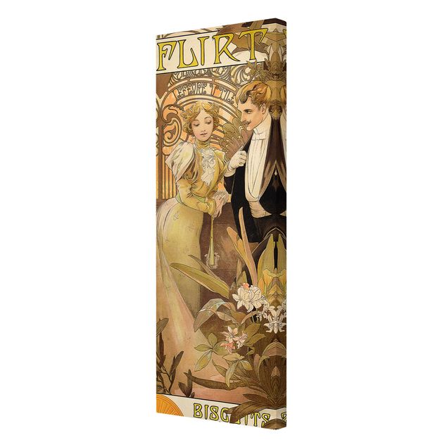 Quadros famosos Alfons Mucha - Advertising Poster For Flirt Biscuits