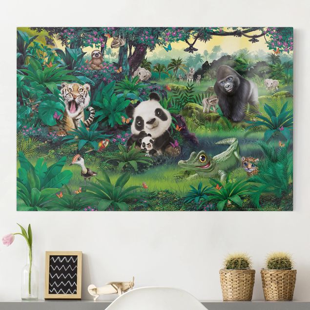 Telas decorativas macacos Jungle With Animals