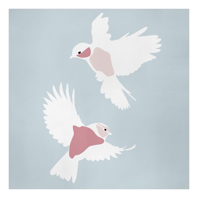 Quadros famosos Line Art Pigeons Pastel