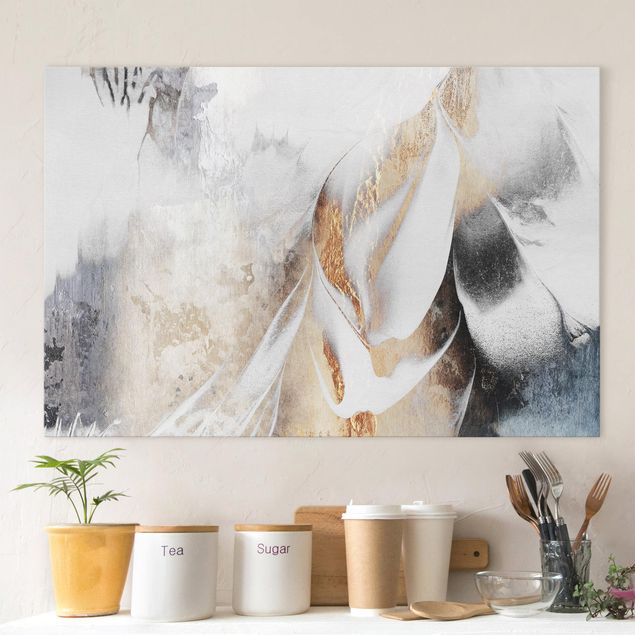 decoraçoes cozinha Golden Abstract Winter Painting