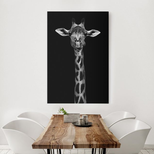 Telas decorativas girafas Dark Giraffe Portrait