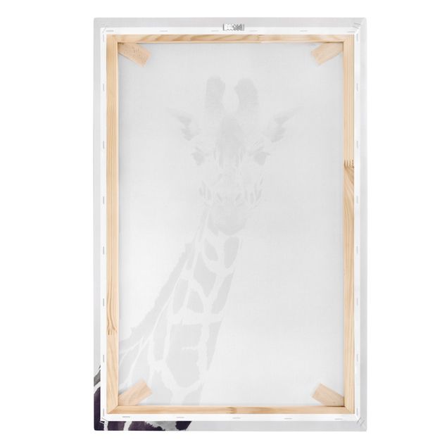 quadros preto e branco para decoração Giraffe Portrait In Black And White