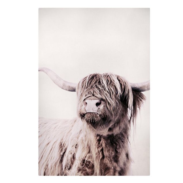 quadros preto e branco para decoração Highland Cattle Frida In Beige