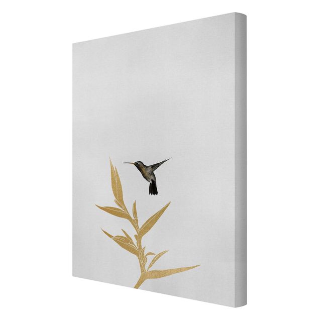 quadros para parede Hummingbird And Tropical Golden Blossom II