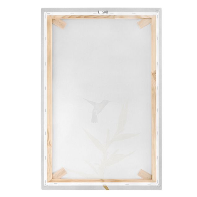 quadros em tela Hummingbird And Tropical Golden Blossom II