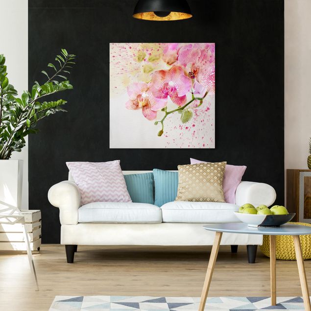 decoraçao para parede de cozinha Watercolour Flowers Orchids
