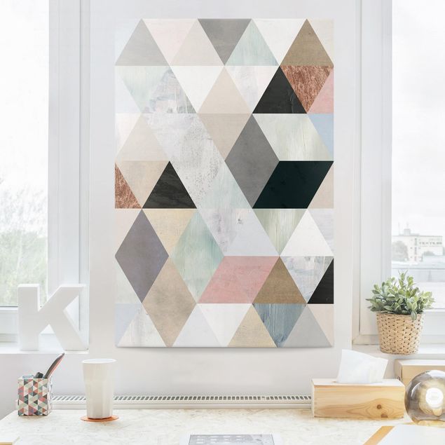 Telas decorativas vintage Watercolour Mosaic With Triangles I