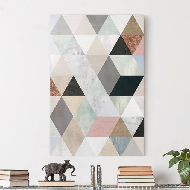 Telas decorativas padrões Watercolour Mosaic With Triangles I