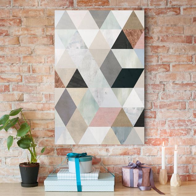 decoraçao para parede de cozinha Watercolour Mosaic With Triangles I