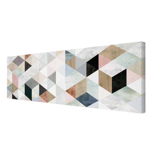 telas decorativas para paredes Watercolour Mosaic With Triangles I